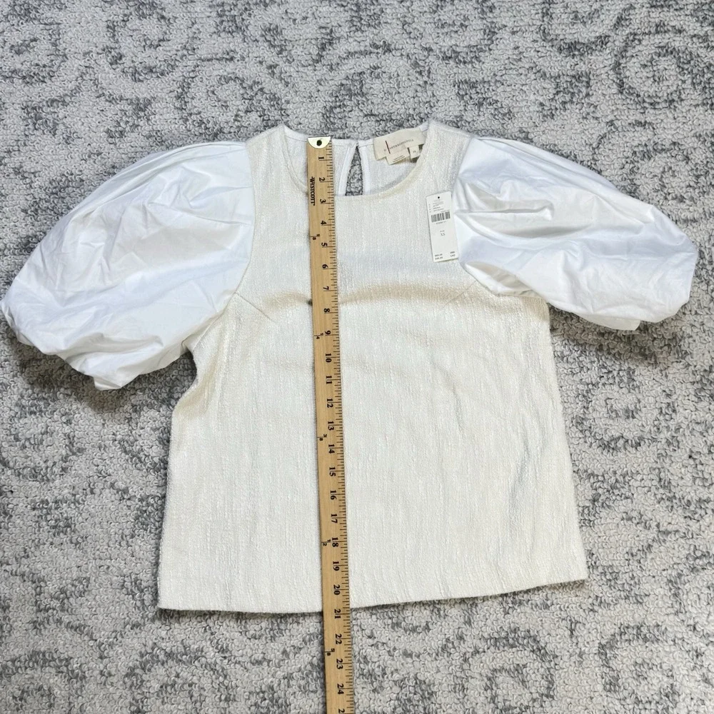 By Anthropologie Puff-Sleeve Blouse White‎ Cream Size XS Womens Top